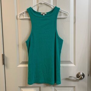 Agolde High Neck Rib Tank in bright teal